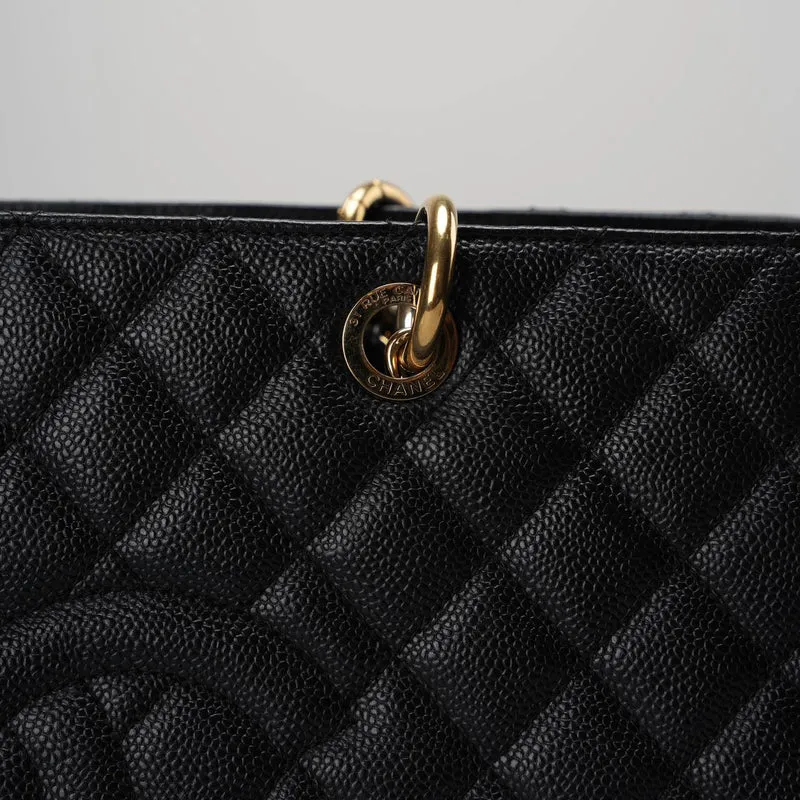 Chanel Large Grand Shopping Tote schwarze GST-Tasche aus Kaviarleder mit goldener Hardware
