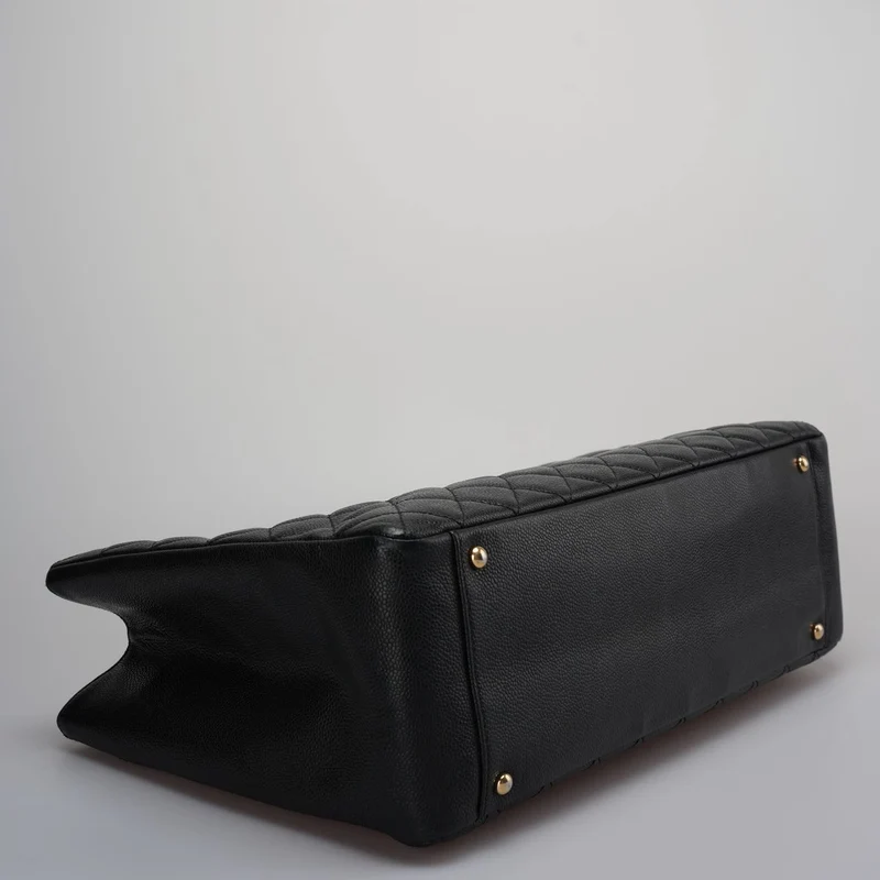 Chanel Large Grand Shopping Tote schwarze GST-Tasche aus Kaviarleder mit goldener Hardware