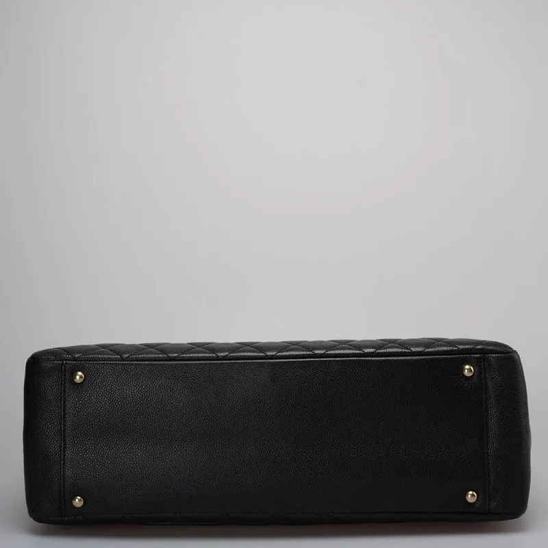 Chanel Large Grand Shopping Tote schwarze GST-Tasche aus Kaviarleder mit goldener Hardware
