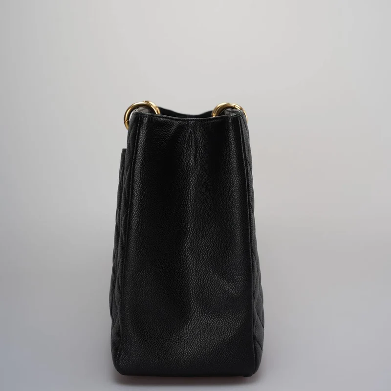 Chanel Large Grand Shopping Tote schwarze GST-Tasche aus Kaviarleder mit goldener Hardware