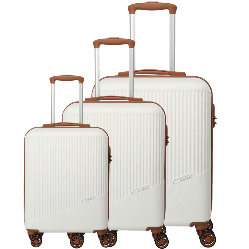 Travelite Bali 4-Rollen Kofferset 3tlg. -Weiss/Cognac