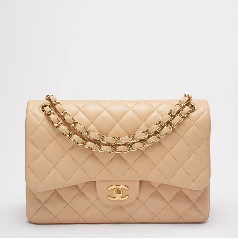 Chanel Classic Jumbo Double Flap Bag Beiges Lammleder