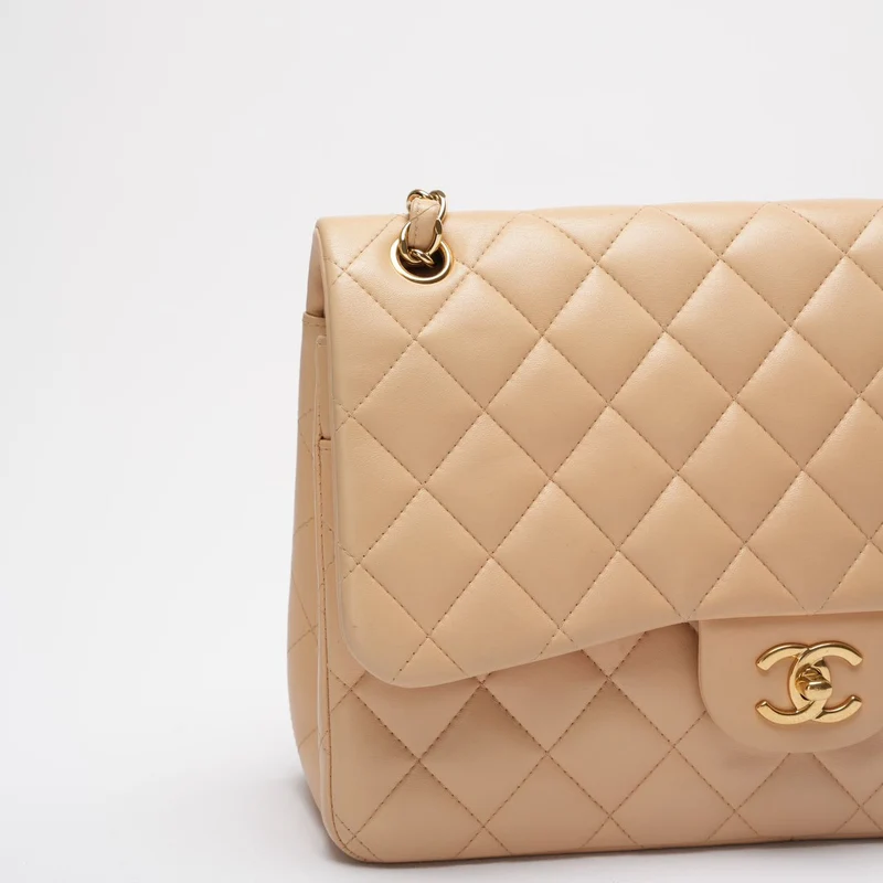Chanel Classic Jumbo Double Flap Bag Beiges Lammleder