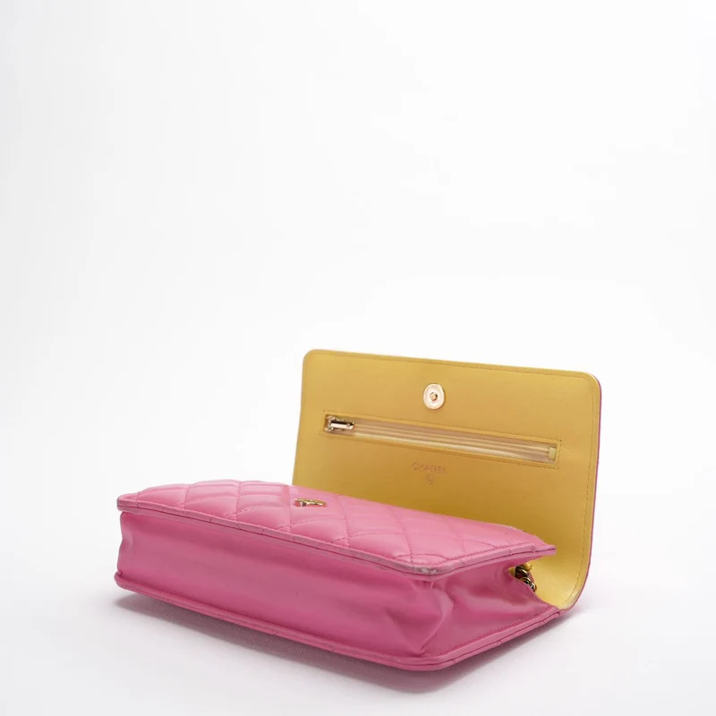 Chanel Classic Wallet on Chain (woc) Pink Gelb 2021