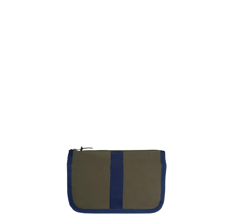 Kulturtasche -M- GREEN mit dunkelblauem Ripsband