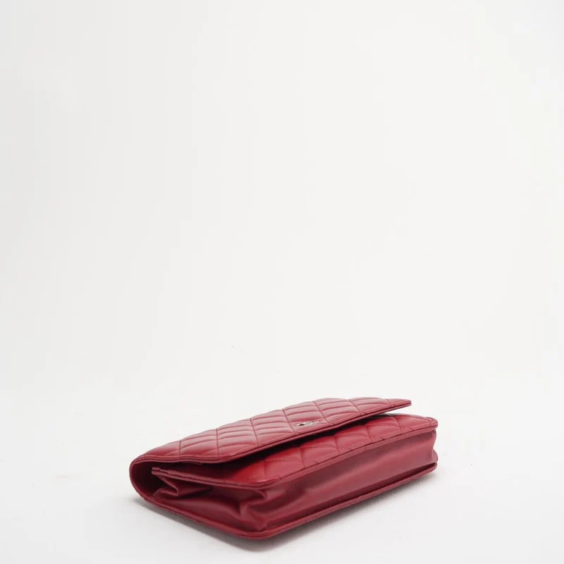 Chanel Rote Geldbörse mit Kette (WOC) Lammleder 2014