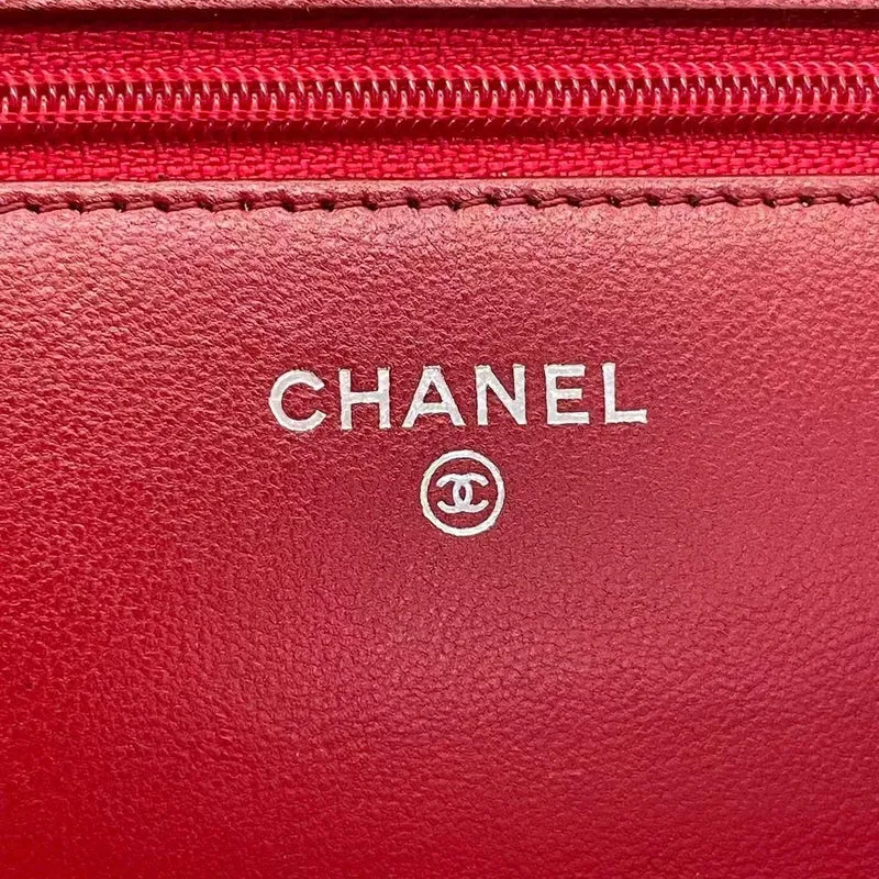 Chanel Rote Geldbörse mit Kette (WOC) Lammleder 2014