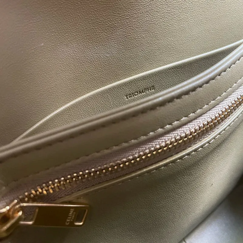 Celine Classic Triomphe Tasche aus glänzendem Kalbsleder in Rauchbraun