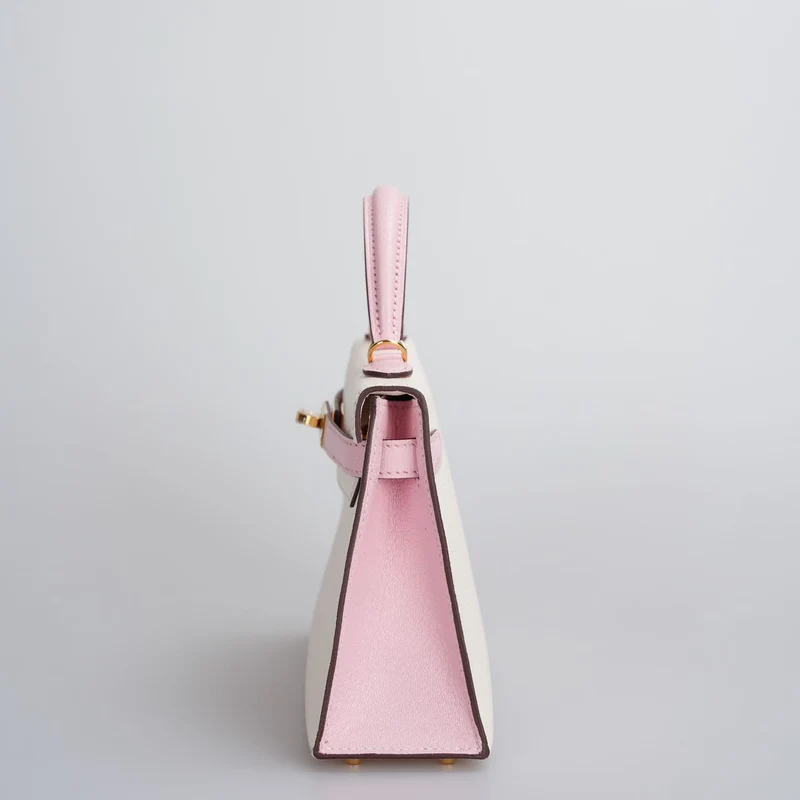 Hermès Mini Kelly 20 cm HSS in Chèvre Mysore Nata mit Rose Sakura