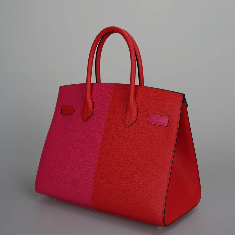 Hermes Epsom Casaque Birkin Sellier 30 Rouge Coeur Rose Extreme Bleu Zanziba mit Palladium-Hardware