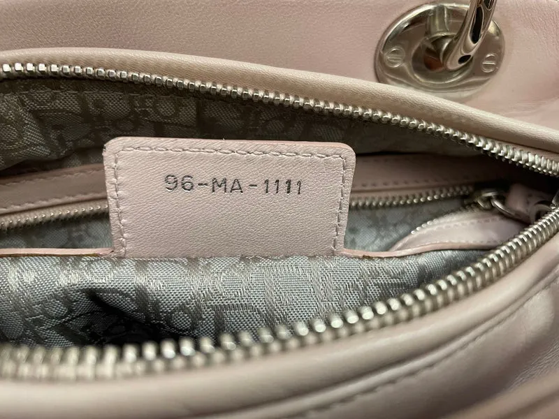 Christian Dior Cherry Blossom Pink Lady Dior Tasche aus Lammleder mit silberner Hardware