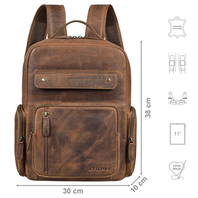 "Blaze" Vintage Leder Rucksack Herren Damen Groß