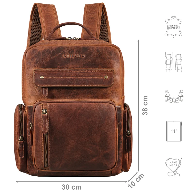 "Blaze" Vintage Leder Rucksack Herren Damen Groß