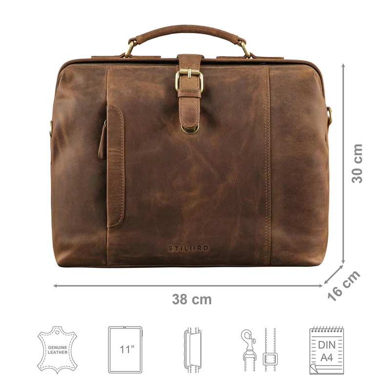 "Casey" Vintage Handtasche Leder Damen Herren Arzttasche