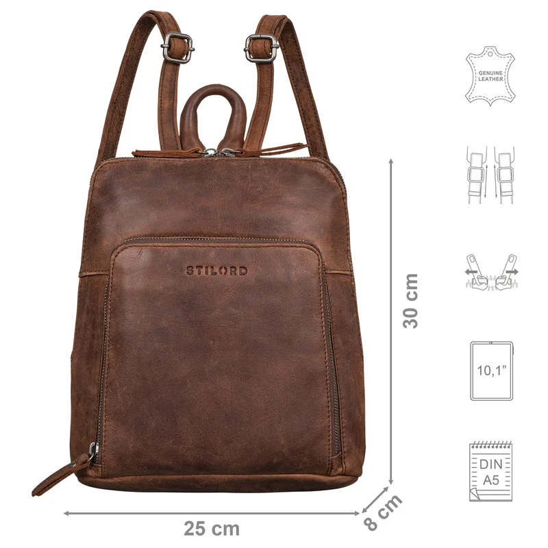 "Sally" Vintage Rucksack Damen Leder Klein