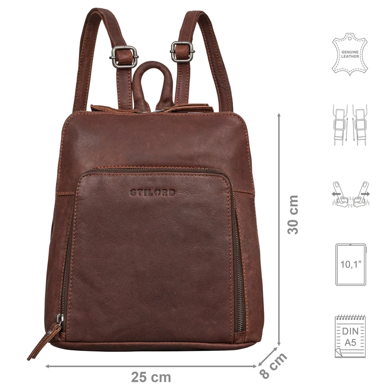 "Sally" Vintage Rucksack Damen Leder Klein