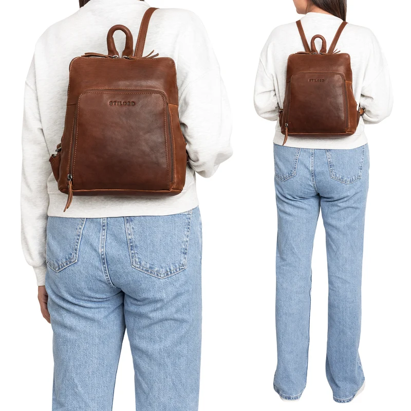 "Sally" Vintage Rucksack Damen Leder Klein