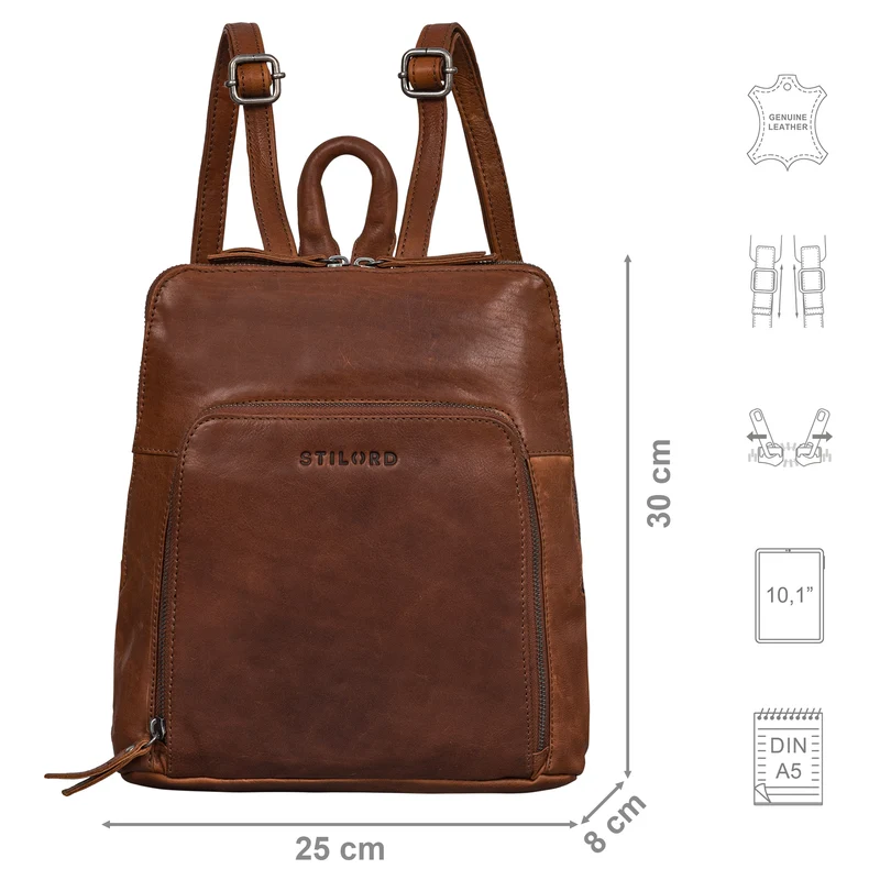 "Sally" Vintage Rucksack Damen Leder Klein