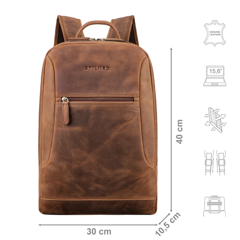 "Bradley" Vintage Laptoprucksack 15,6 Zoll Leder