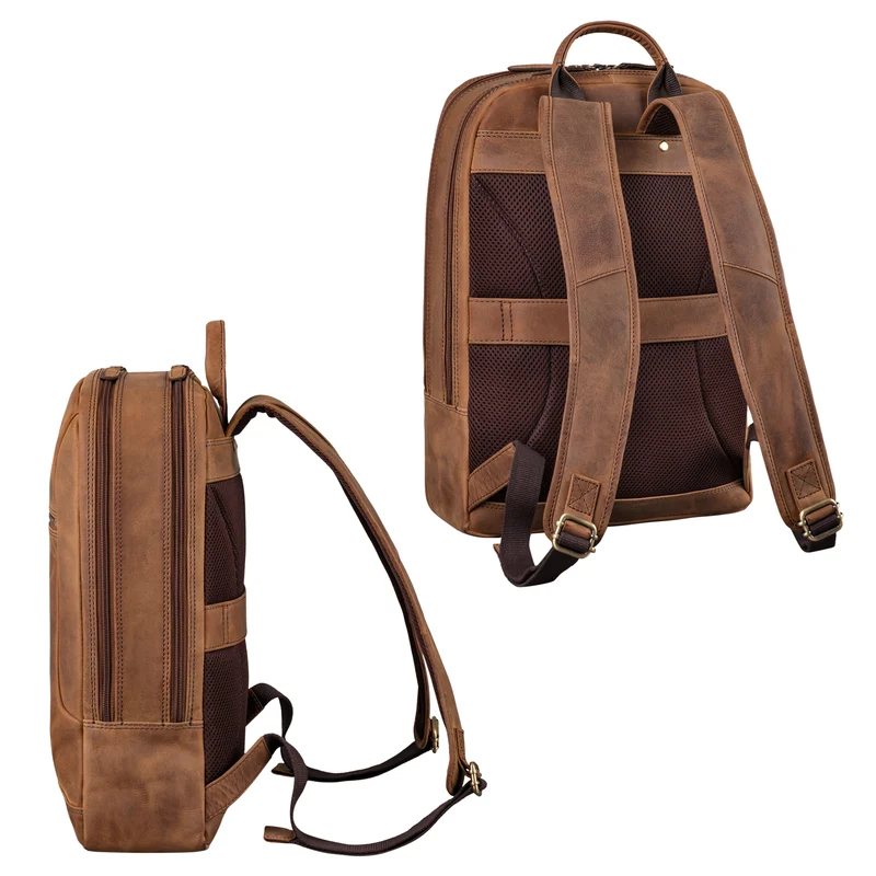 "Bradley" Vintage Laptoprucksack 15,6 Zoll Leder