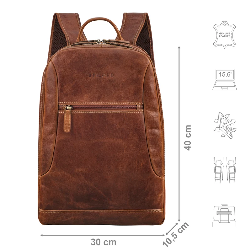 "Bradley" Vintage Laptoprucksack 15,6 Zoll Leder