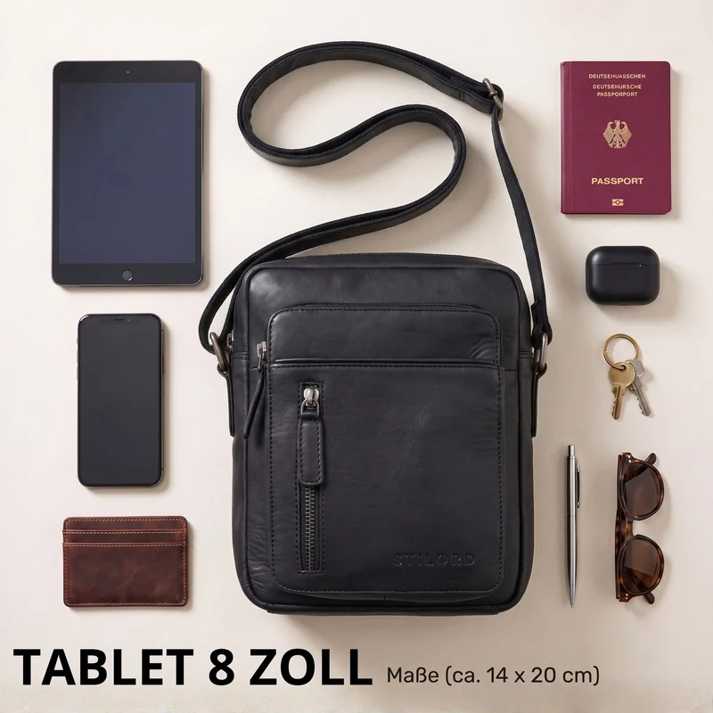 "Dain" Schultertasche Herren Leder Klein Umhängetasche