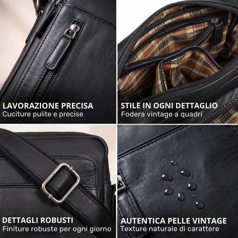 "Dain" Schultertasche Herren Leder Klein Umhängetasche