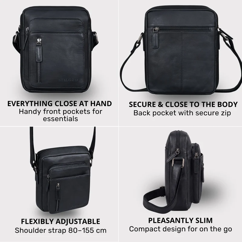 "Dain" Schultertasche Herren Leder Klein Umhängetasche