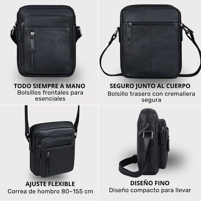 "Dain" Schultertasche Herren Leder Klein Umhängetasche