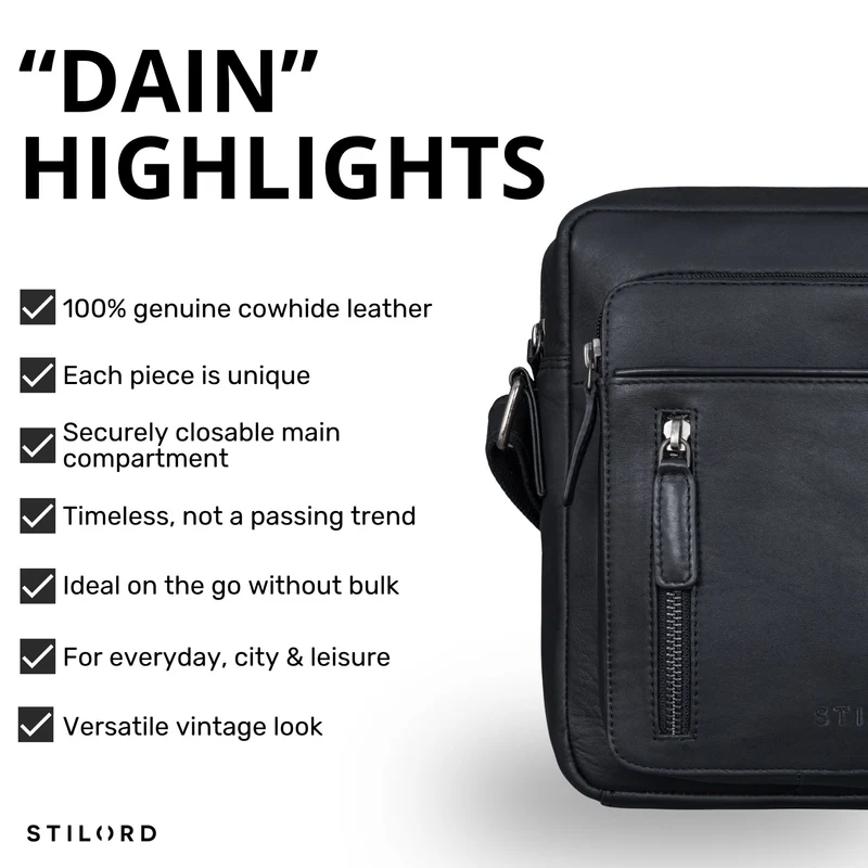 "Dain" Schultertasche Herren Leder Klein Umhängetasche