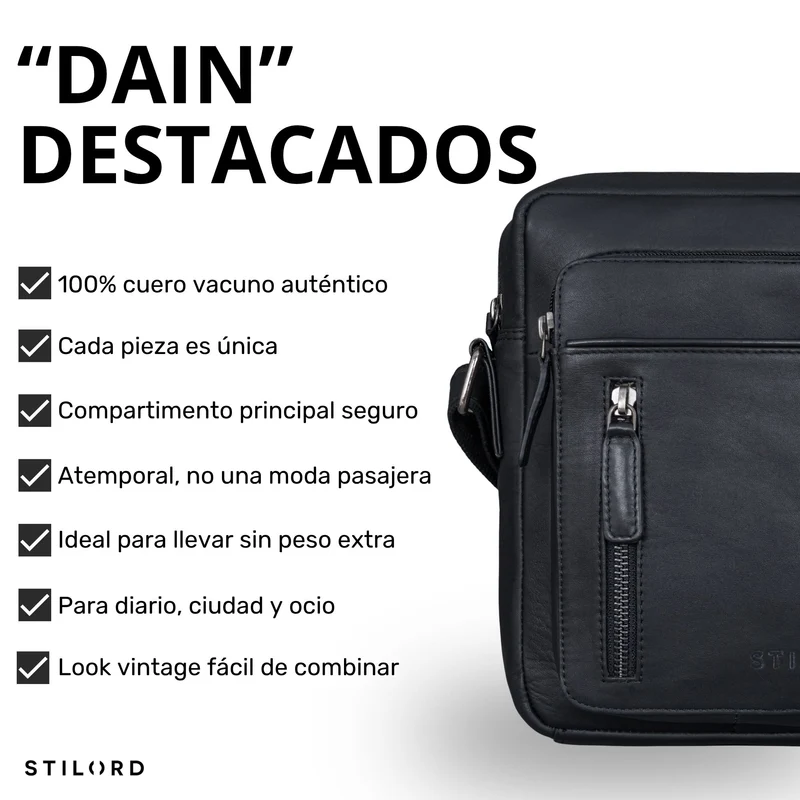 "Dain" Schultertasche Herren Leder Klein Umhängetasche