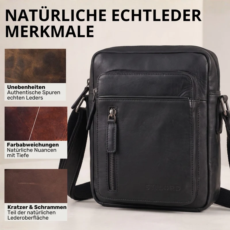 "Dain" Schultertasche Herren Leder Klein Umhängetasche