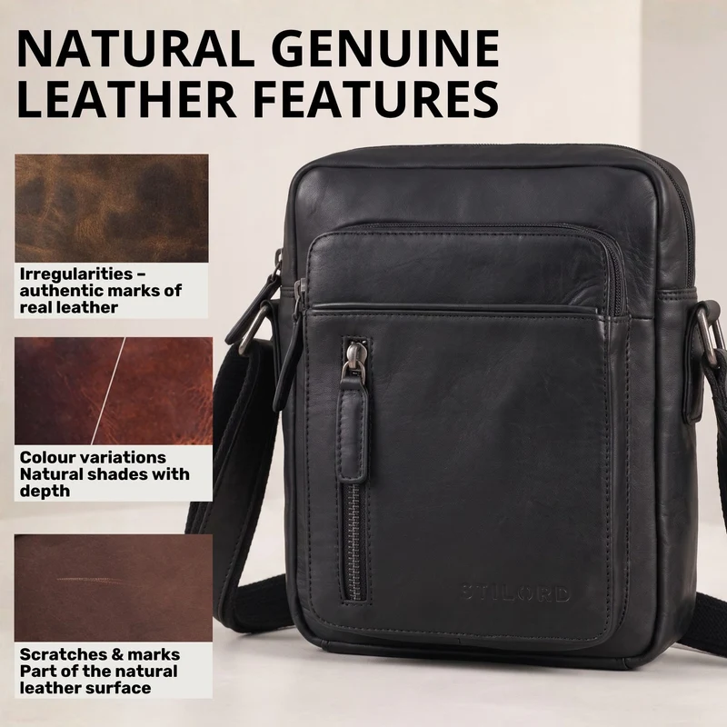 "Dain" Schultertasche Herren Leder Klein Umhängetasche
