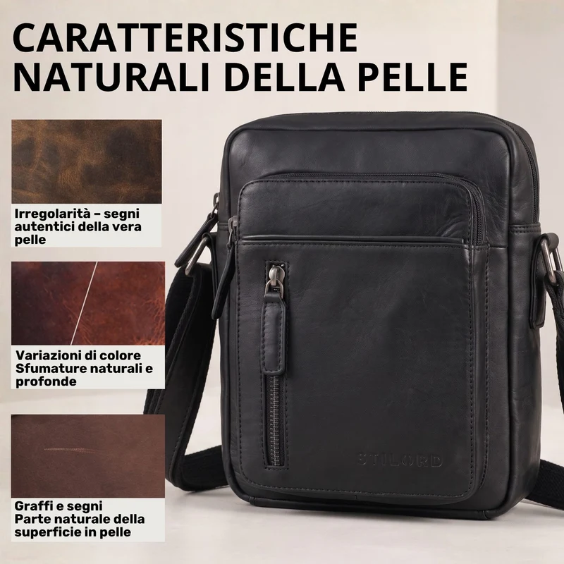 "Dain" Schultertasche Herren Leder Klein Umhängetasche