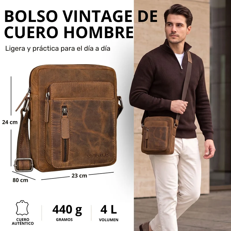 "Dain" Schultertasche Herren Leder Klein Umhängetasche