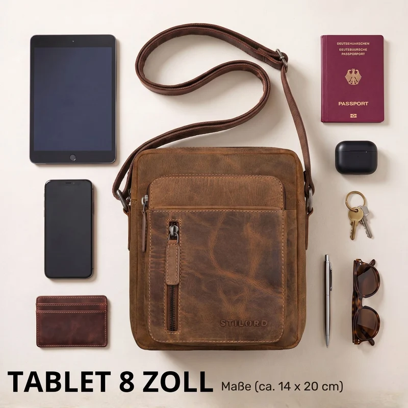 "Dain" Schultertasche Herren Leder Klein Umhängetasche