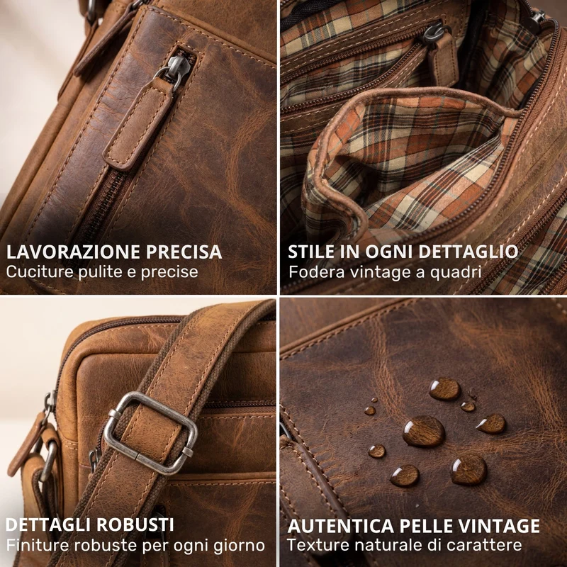 "Dain" Schultertasche Herren Leder Klein Umhängetasche