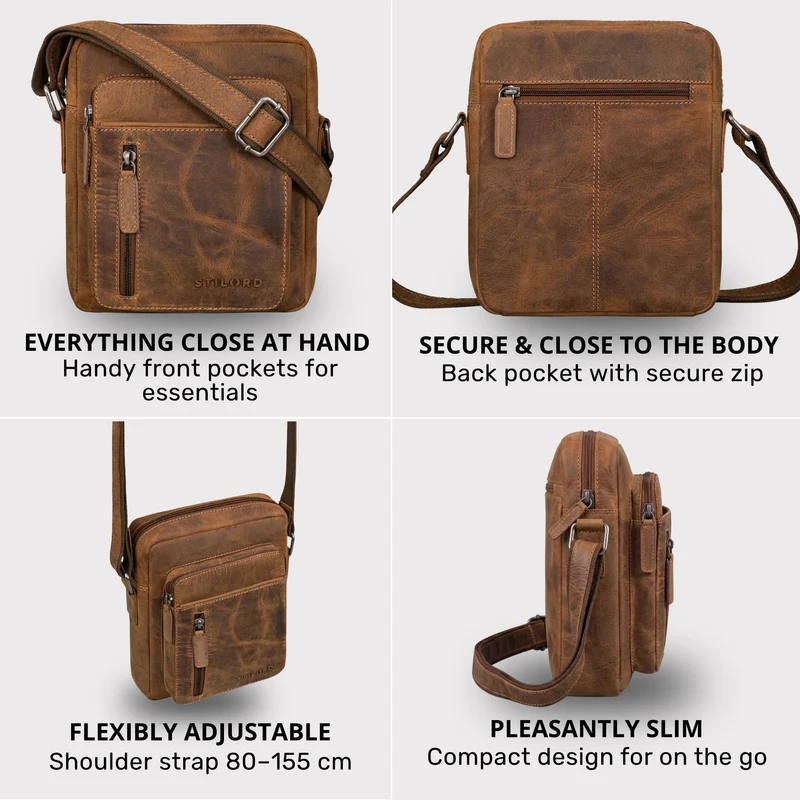 "Dain" Schultertasche Herren Leder Klein Umhängetasche
