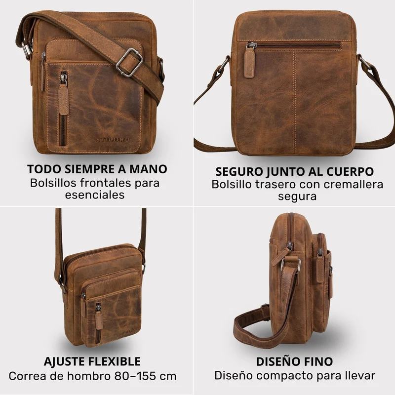 "Dain" Schultertasche Herren Leder Klein Umhängetasche