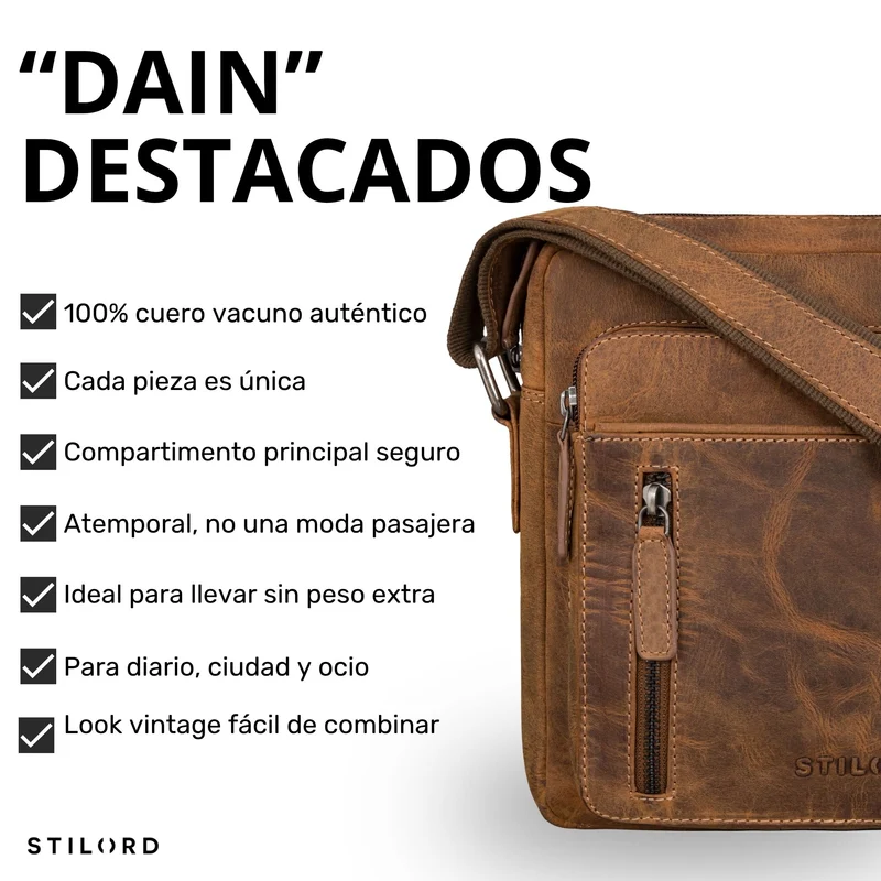 "Dain" Schultertasche Herren Leder Klein Umhängetasche