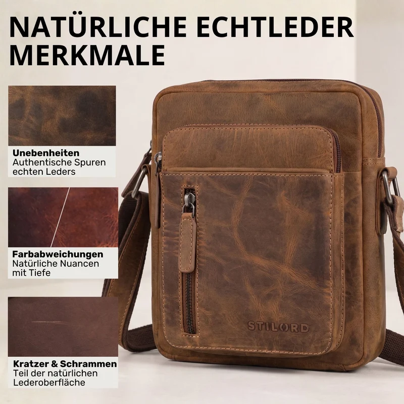 "Dain" Schultertasche Herren Leder Klein Umhängetasche