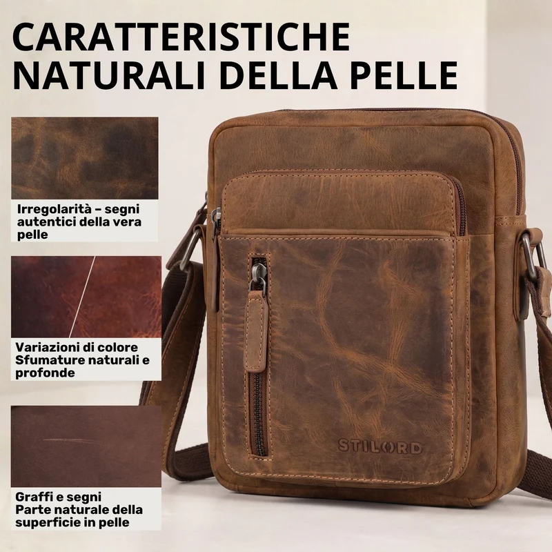 "Dain" Schultertasche Herren Leder Klein Umhängetasche