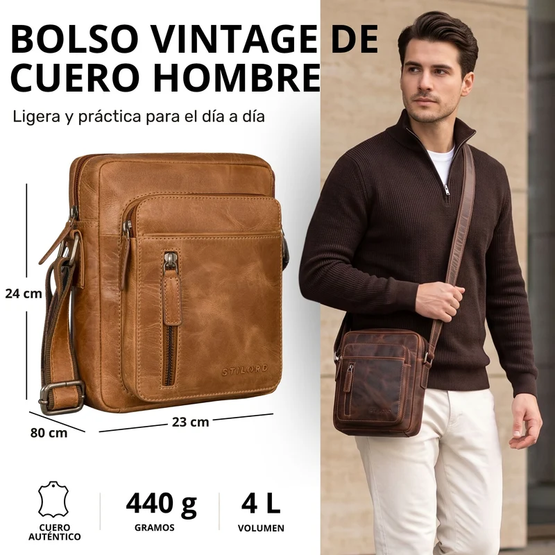 "Dain" Schultertasche Herren Leder Klein Umhängetasche