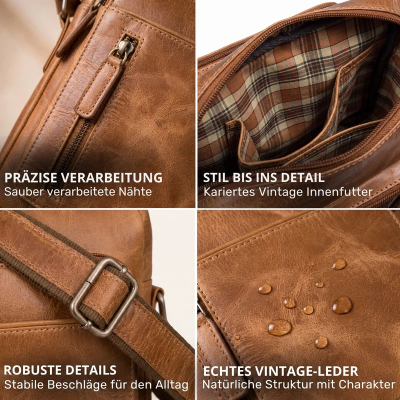"Dain" Schultertasche Herren Leder Klein Umhängetasche