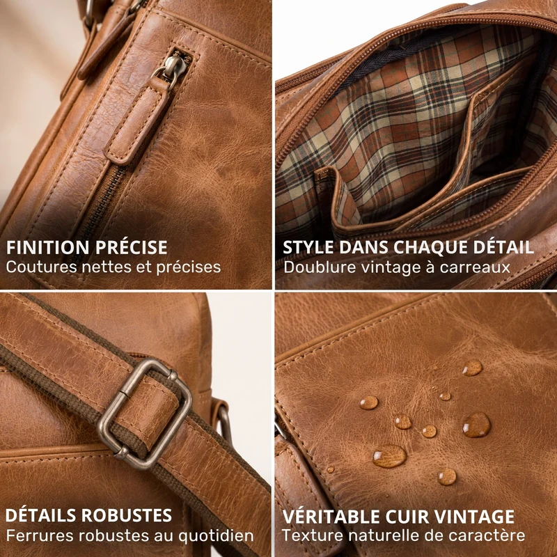 "Dain" Schultertasche Herren Leder Klein Umhängetasche