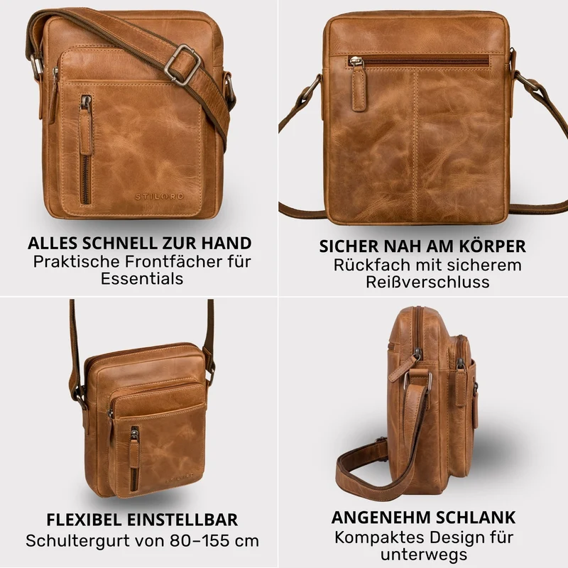 "Dain" Schultertasche Herren Leder Klein Umhängetasche