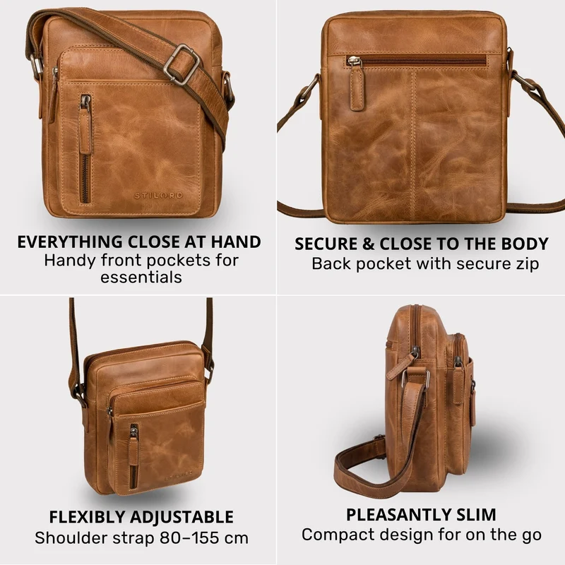 "Dain" Schultertasche Herren Leder Klein Umhängetasche