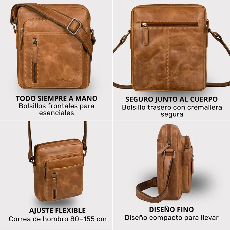 "Dain" Schultertasche Herren Leder Klein Umhängetasche