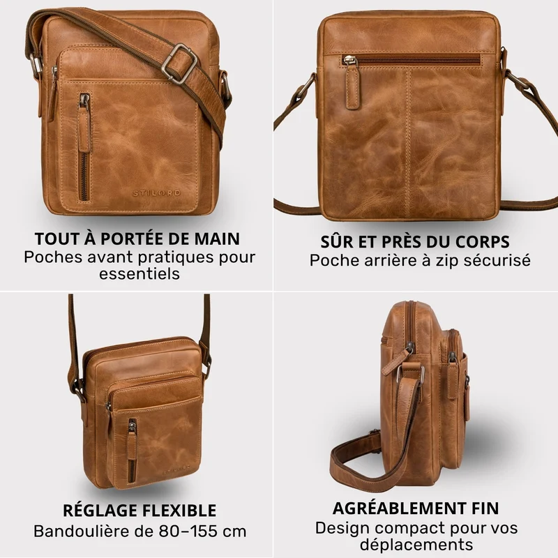 "Dain" Schultertasche Herren Leder Klein Umhängetasche