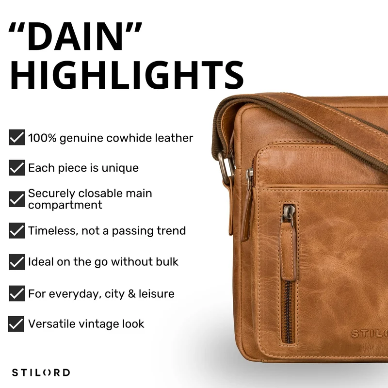 "Dain" Schultertasche Herren Leder Klein Umhängetasche